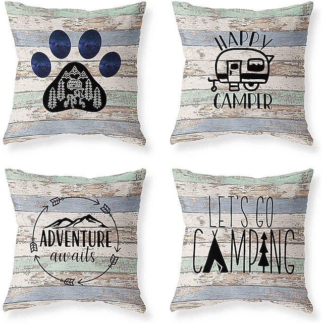 Home & Garden Home Decor | Vintage Adventure Double Side Cushion Cover 4PC Soft Decorative Square Throw Pillow Cover Cushion Cas