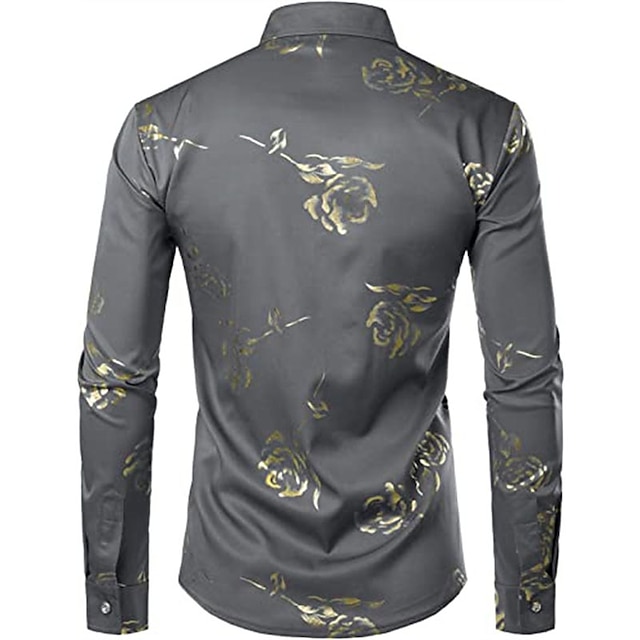 Mens Clothing Mens Shirts | Mens Shirt Floral Turndown Party Daily Button-Down Long Sleeve Tops Casual Fashion Comfortable White