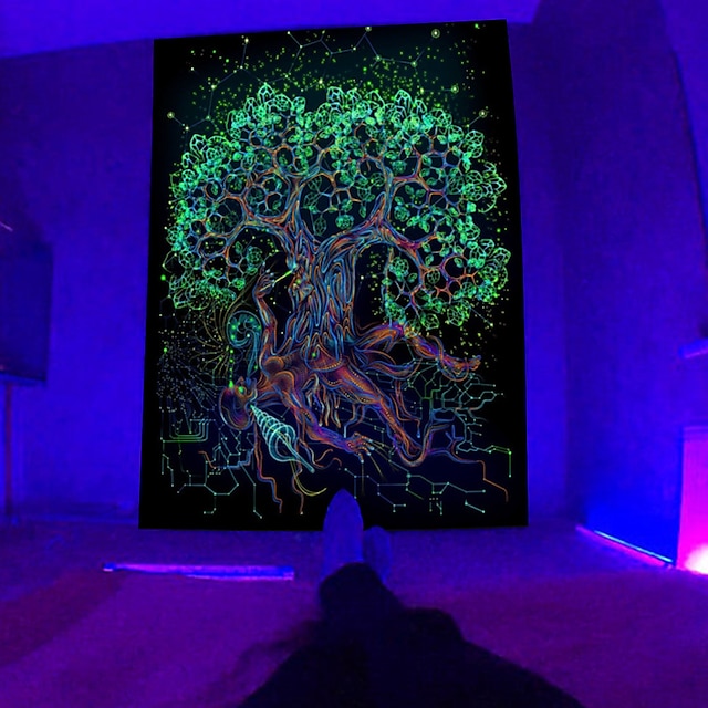 Home & Garden Home Decor | Fluorescent Tapestry Black Light Hanging Cloth Poster Home Decoration Background Cloth - FC77131