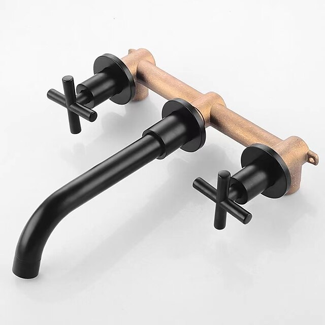 Wall Mount Bathroom Sink Mixer Faucet, Washroom Basin Brushed Gold ...