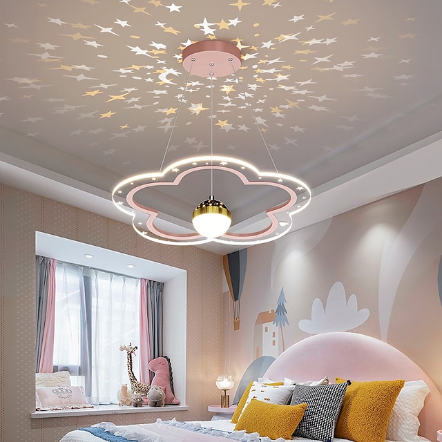  Lámpara colgante de 40 cm, proyector de luz led, lámpara romántica con diseño de flores, lámpara moderna para habitación de niños