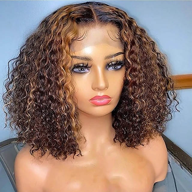 Beauty & Hair Wigs & Hair Pieces | Ishow Remy Human Hair 13x4x1 T Part Lace Front Wig Short Bob Middle Part Brazilian Hair Curly