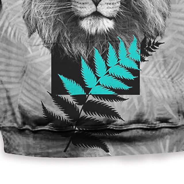 Baby & Kids Boys Clothing | Kids Boys Hoodie Long Sleeve 3D Print Lion Animal Pocket Gray Children Tops Fall Spring Active Fashi