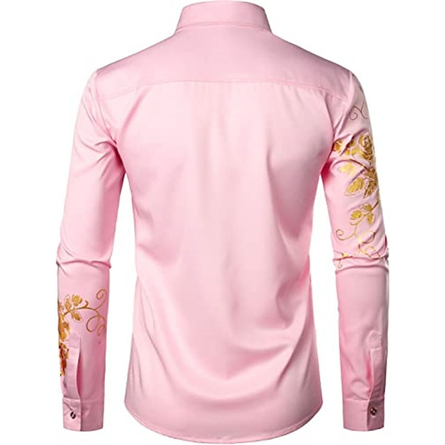 Mens Clothing Mens Shirts | Mens Shirt Floral Turndown Party Daily Button-Down Long Sleeve Tops Casual Fashion Comfortable White