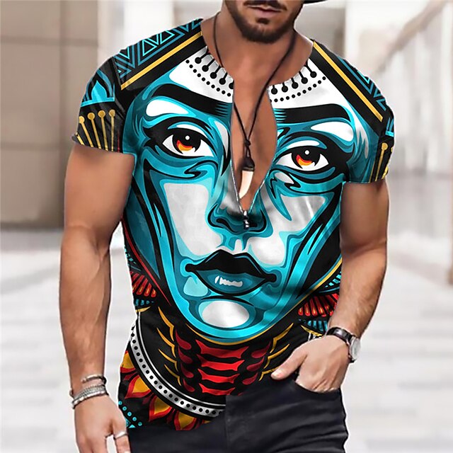 Mens Clothing Mens Tees & Tank Tops | Mens Unisex T shirt Tee 3D Print Cartoon Graphic Prints Human face Crew Neck Street Daily 