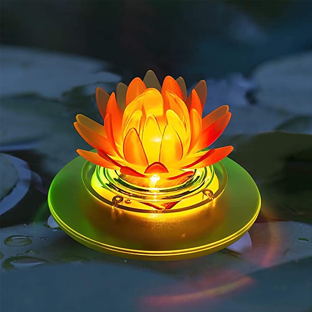  Solar Floating Lotus Light Outdoor RGB LED Pond Pool Lights Garden Lawn Pool Outdoor Landscape Holiday Decoration