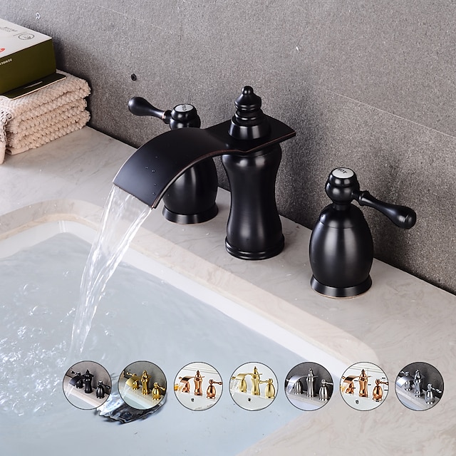  Powszechna bateria umywalkowa łazienkowa, dwa uchwyty trzy otwory wodospad galwanizowane krany wannowe;