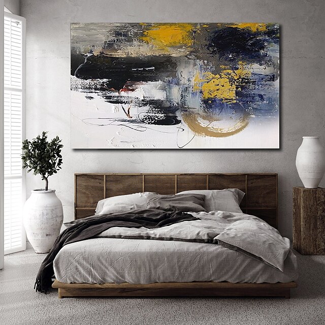 Home & Garden Wall Art | Handmade Oil Painting CanvasWall Art Decoration Abstract Knife Painting Landscape Yellow For Home Decor