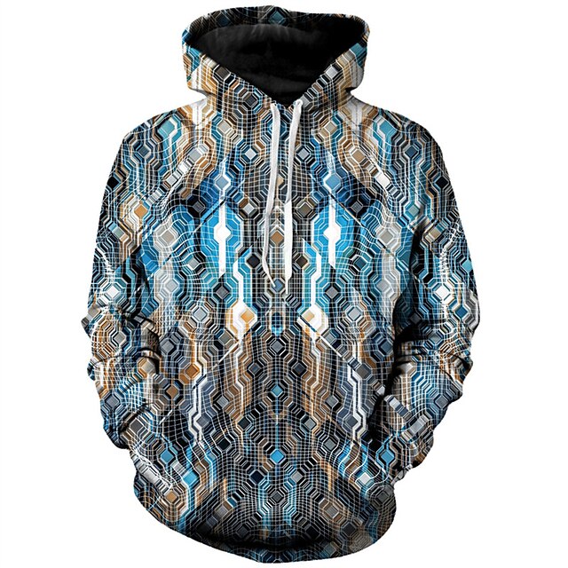 Mens Clothing Mens Hoodies & Sweatshirts | Mens Unisex Pullover Hoodie Sweatshirt Striped Graphic Prints Print Daily Sports 3D P