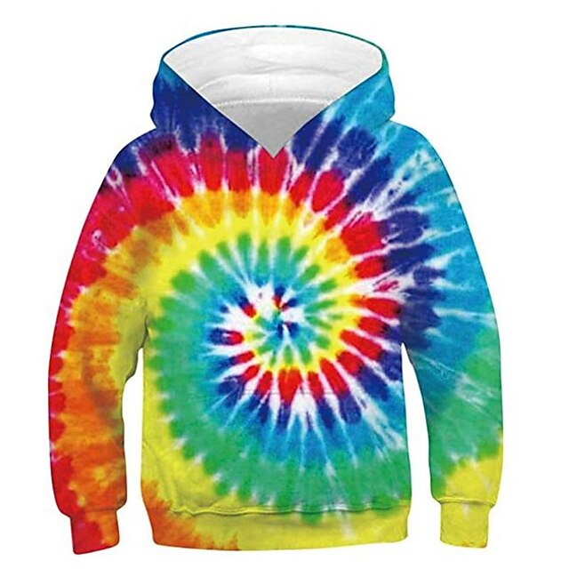 Baby & Kids Boys Clothing | Kids Boys Hoodie Long Sleeve 3D Print Tie Dye Pocket Rainbow Children Tops Fall Spring Active Fashio