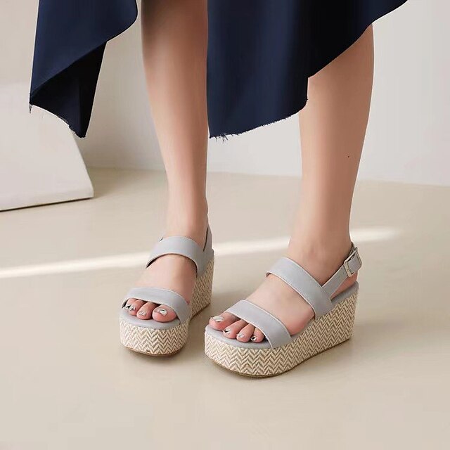 Shoes & Bags Womens Shoes | Womens Sandals Wedge Sandals Wedge Heels Plus Size Wedge Heel Round Toe Casual Preppy Minimalism Dai