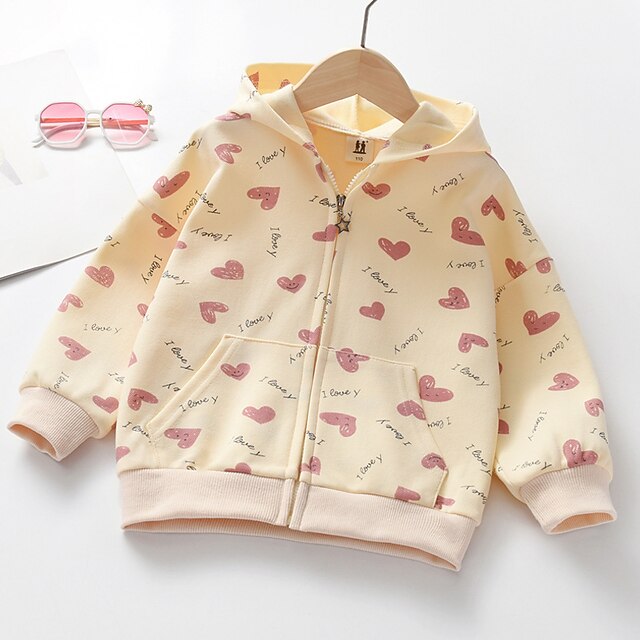 Baby & Kids Girls Clothing | Kids Girls Coat Long Sleeve Pink Beige Heart Zipper Fall Spring Active Daily 3-10 Years - JC13662