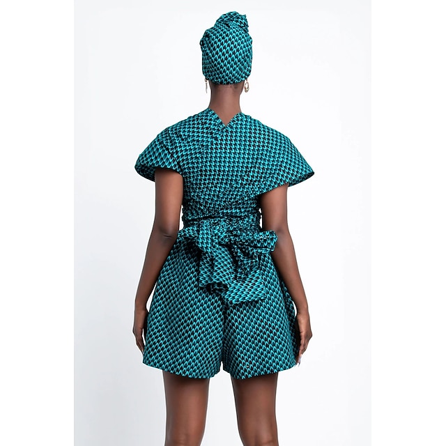  Women's Romper Modern African Outfits Boho African Print Kitenge Main Actress Masquerade Adults Dress Party
