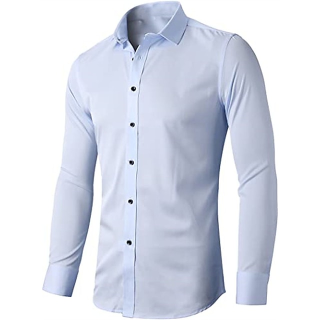 Mens Clothing Mens Shirts | Mens Shirt Solid Color Turndown Party Daily Button-Down Long Sleeve Tops Casual Fashion Comfortable 