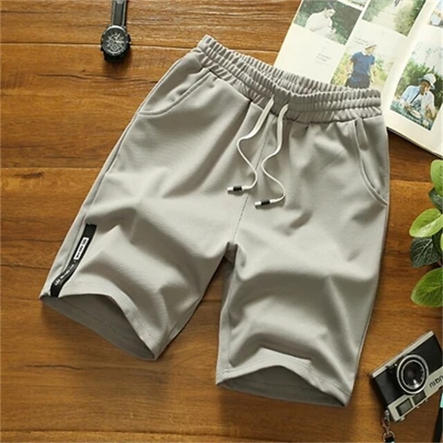 Mens Clothing Mens Bottoms | Mens Casual Shorts Knee Length Pants Casual Daily Inelastic Letter Mid Waist White Black Gray Red N