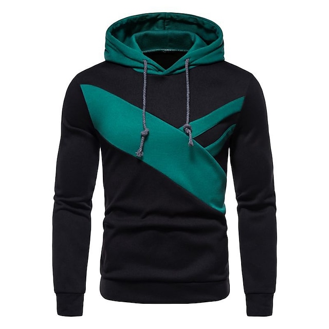 Mens Clothing Mens Hoodies & Sweatshirts | Mens Hoodie Pullover Hoodie Sweatshirt Color Block Casual Daily Holiday non-printing 