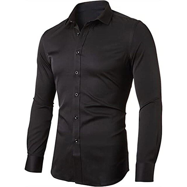 Mens Clothing Mens Shirts | Mens Shirt Solid Color Turndown Party Daily Button-Down Long Sleeve Tops Casual Fashion Comfortable 