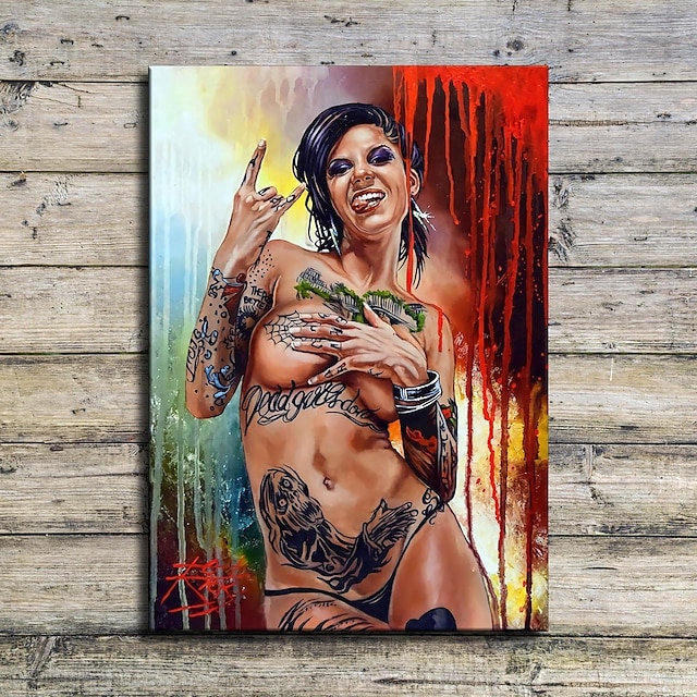  1 Panel People Prints Posters/Picture Tattoo Woman Modern Wall Art Wall Hanging Gift Home Decoration Rolled Canvas No Frame Unframed Unstretched Multiple Size