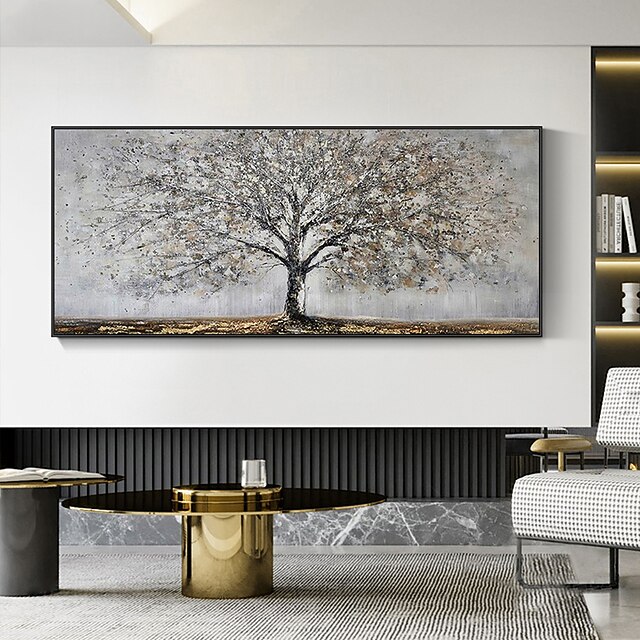 Handmade Oil Painting Canvas Wall Art Decoration Abstract Blooming Texture Tree Painting Abstract Plant Painting for Home Decor Rolled Frameless Unstretched Painting 7