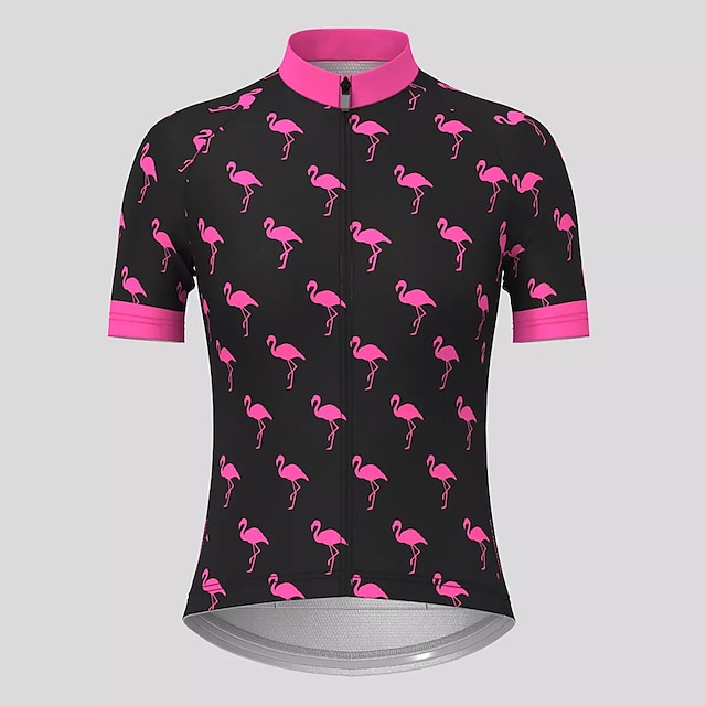  21Grams Naisten Pyöräily jersey Lyhythihainen Pyörä Topit 3 takataskulla Maastopyöräily Maantiepyöräily Hengittävä Kosteuden siirtävä Nopea kuivuminen Heijastinraidat Musta Sininen Flamingo Urheilu