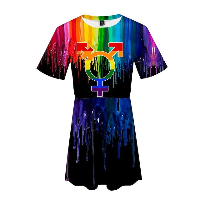  Fierté gai Drapeau arc-en-ciel LGBTLGBTQ Robe à imprimé arc-en-ciel 3D Art graphique Pour Femme Adulte Carnaval Impression 3D Défilé de la fierté Mois de la fierté