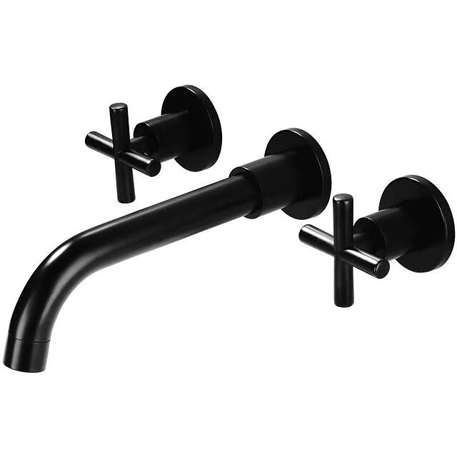 Wall Mount Bathroom Sink Mixer Faucet, Washroom Basin Brushed Gold ...