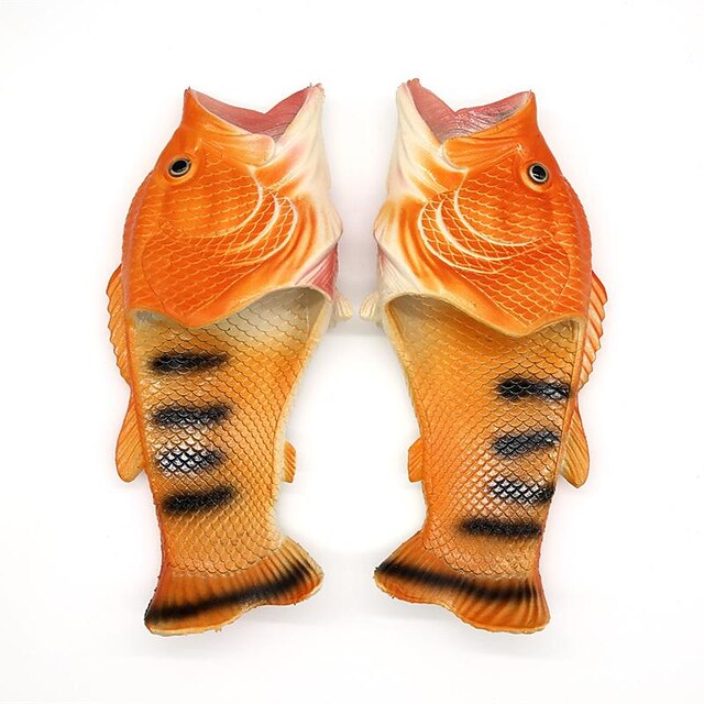 Men's Fish Shaped Slippers - Funny 3D Fish Flip Flops for Men and Women ...
