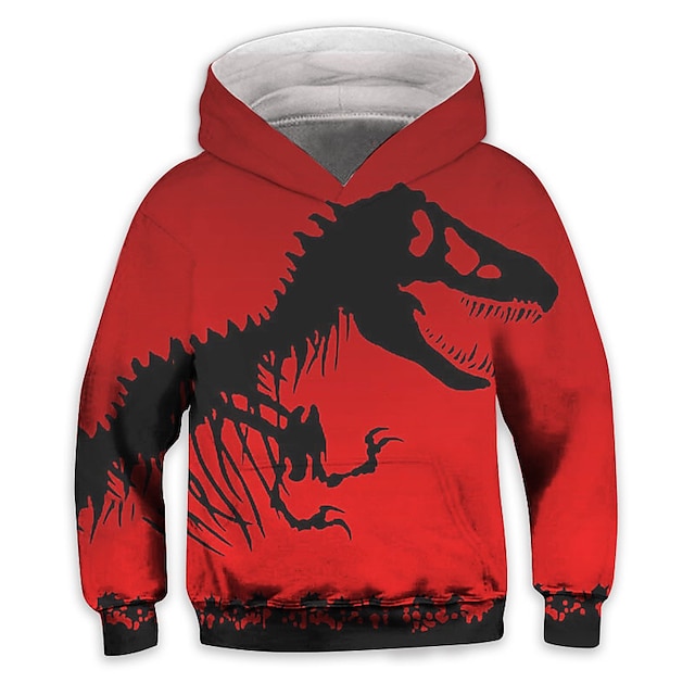 Baby & Kids Boys Clothing | Kids Boys Hoodie Long Sleeve 3D Print Dinosaur Animal Pocket Red Children Tops Fall Spring Active Fa