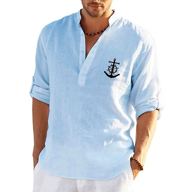 lightinthebox.com | Men's Shirt Print Solid Color Anchor Standing Collar