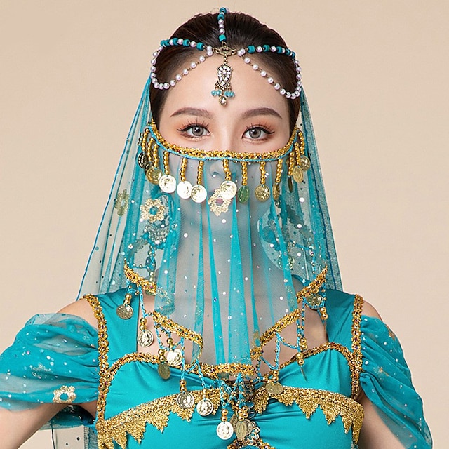  Damen Maske Saree Bauchtanz Kostüm Indianer Indisches Mädchen Maskerade Erwachsene Schleier Party