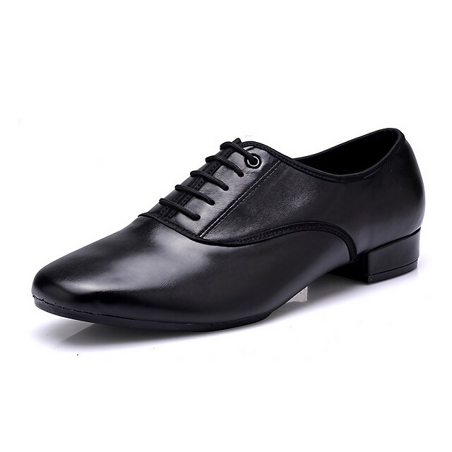 Men's Black Genuine Leather Ballroom Dance Shoes, Non - Slip Suede Sole & Classic Lace - Up, Professional for Latin/Ballroom Dancing4