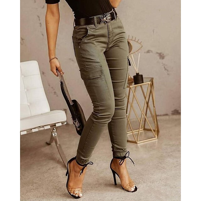 Womens Clothing Womens Bottoms | Womens Basic Casual / Sporty Tactical Cargo Trousers Side Pockets Patchwork Full Length Pants B