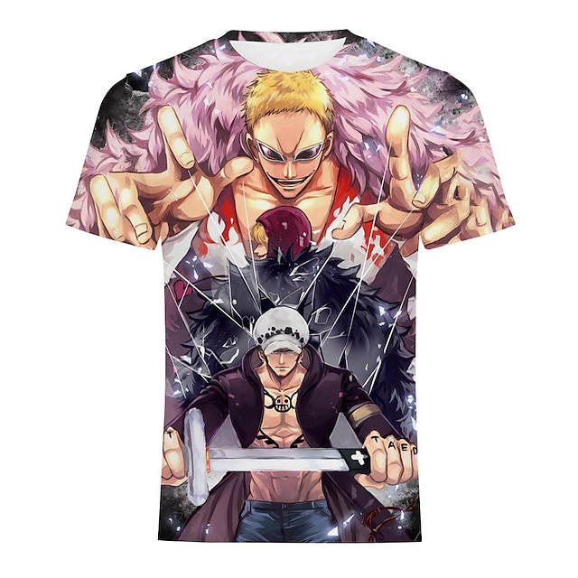  One Piece Monkey D. Luffy Roronoa Zoro Trafalgar Law T-shirt Anime Cartoon Anime 3D 3D Harajuku Graphic For Couple's Men's Women's Adults' Back To School 3D Print