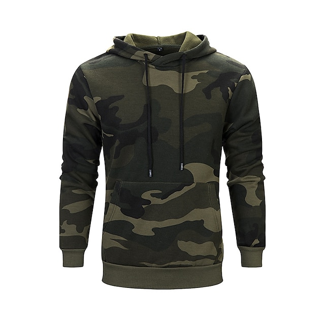 Mens Clothing Mens Hoodies & Sweatshirts | Mens Hoodie Pullover Hoodie Sweatshirt Camo / Camouflage Front Pocket Casual Daily Ho