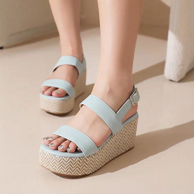 Shoes & Bags Womens Shoes | Womens Sandals Wedge Sandals Wedge Heels Plus Size Wedge Heel Round Toe Casual Preppy Minimalism Dai