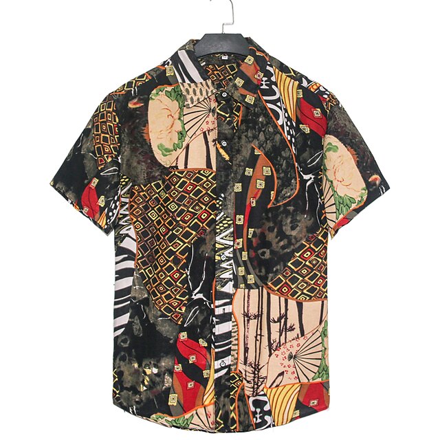 Mens Clothing Mens Shirts | Mens Shirt Graphic Patterned Button Down Collar Casual Daily Short Sleeve Tops Vintage Rainbow - UT2