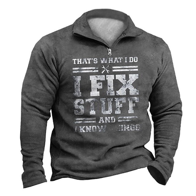 Mens Clothing Mens Hoodies & Sweatshirts | Mens Unisex Zip Up Sweatshirt Pullover Graphic Prints Letter Quarter Zip Print Daily 