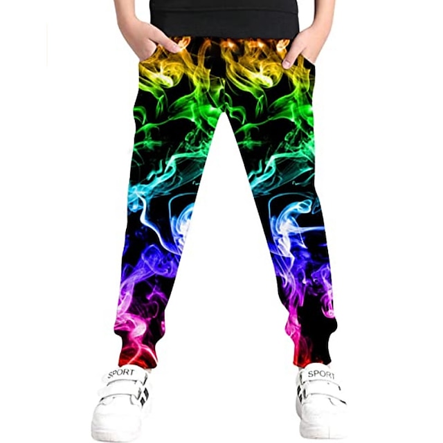  Kids Boys Sweatpants Trousers Colorful Graphic Fall Spring 3D Print Street Style Fit 3-12 Years Green Blue Yellow