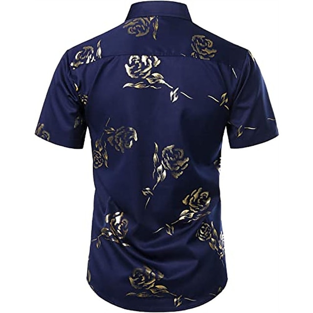 Mens Clothing Mens Shirts | Mens Shirt Floral Turndown Party Daily Button-Down Short Sleeve Tops Casual Fashion Comfortable Whit