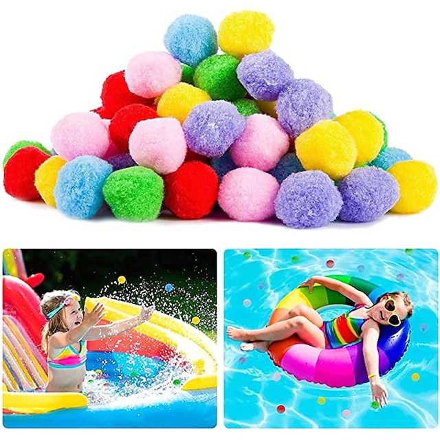  Reusable Waterballoon Cotton Absorbent Ball Outdoor Toy for Kids Pool Beach Bomb Balls Summer Water Battle Anti Stress Game Gift 10pcs 36pcs 80pcs