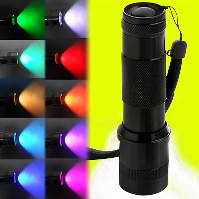 RGB LED Flashlight Color Changing Lamp Torch 10 Colors Light LED ...