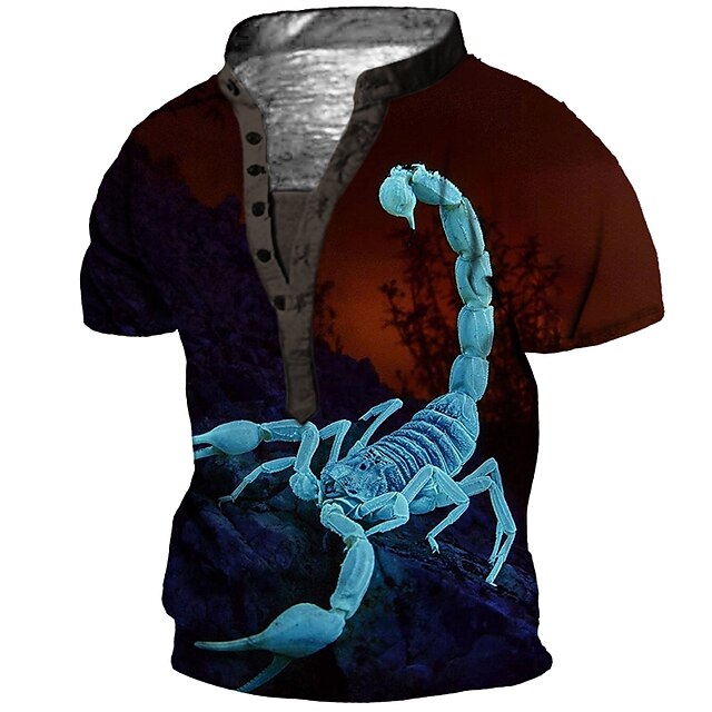 Mens Clothing Mens Tees & Tank Tops | Mens Henley Shirt Tee T shirt Tee 3D Print Graphic Animal Plus Size Stand Collar Daily Spo