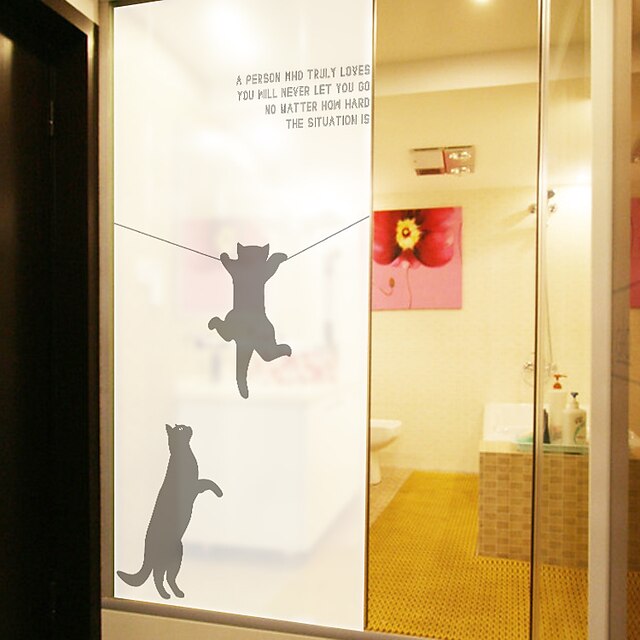 Home & Garden Home Decor | Window Covering Film Static Privacy Window-climbing Kitten Decoration Self Adhesive for UV Blocking H