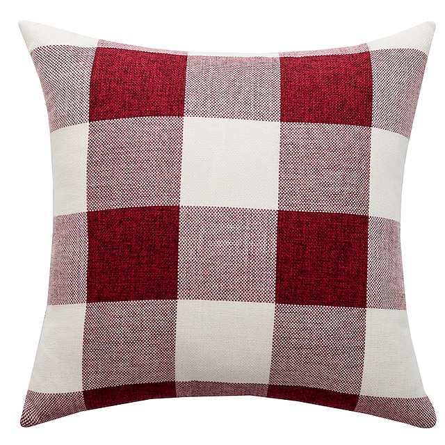 Home & Garden Home Decor | 1 pcs Polyester Pillow Cover Simple Plaid Geometric Modern Square Seamed Traditional Classic - AW3481