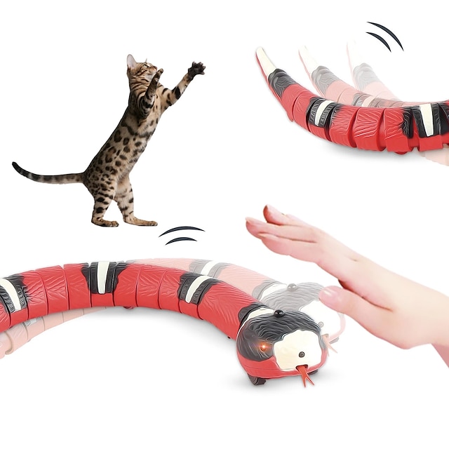  Cat Toys for Indoor Cats, Electric Infrared Induction Toys for Cat, Realistic Simulation Smart Sensing Snake Toy, Obstacle Avoidance Function Snake for Interactive Cat Toys