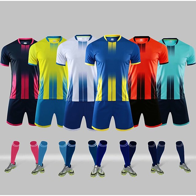  Men's Soccer Jersey with Shorts Set Youth Sport Team Training Uniform 2 Pieces Clothing Football Shirts and Shorts Suit