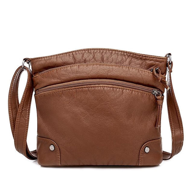  Sac pour femme en cuir souple 2020 nouvelle version coréenne du sac à bandoulière rétro petit sac en cuir lavé pu décontracté mode sac de messager marée