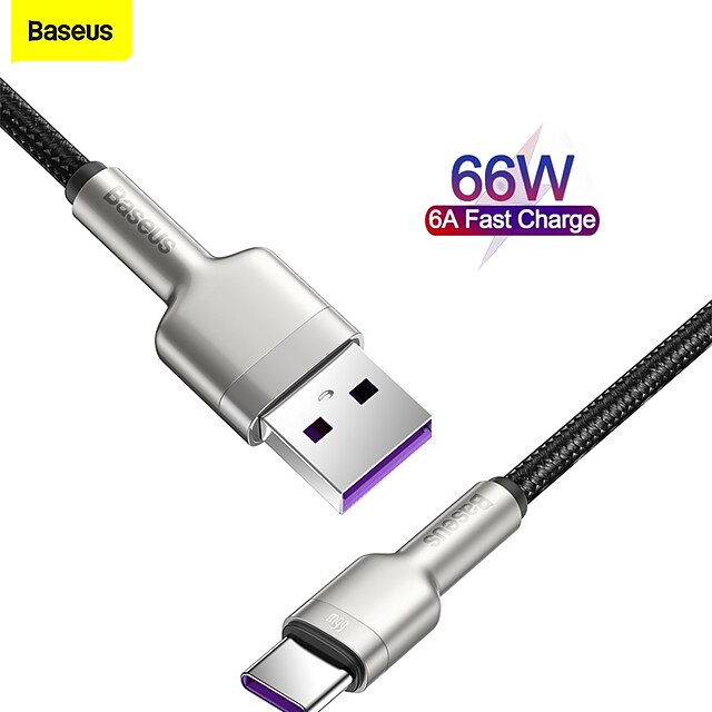  BASEUS USB C Cable 6.6ft 0.8ft 3ft USB A to USB C 6 A Charging Cable Durable For Xiaomi Huawei Phone Accessory