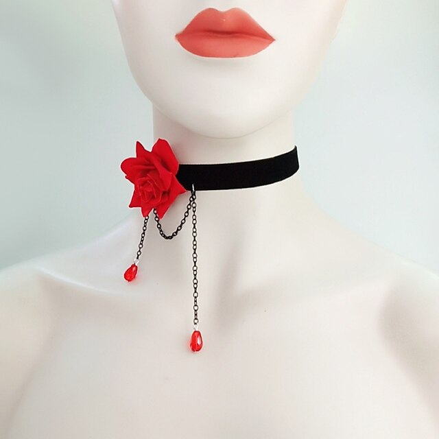 Shoes & Bags Fashion Accessories | 1pc Choker Necklace Necklace For Womens Gift Daily Birthday Party Fabric Alloy Retro Flower -