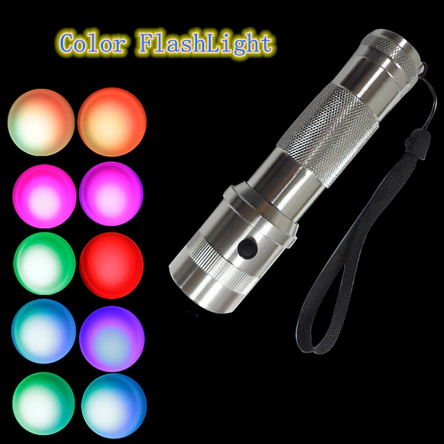 RGB LED Flashlight Color Changing Lamp Torch 10 Colors Light LED ...